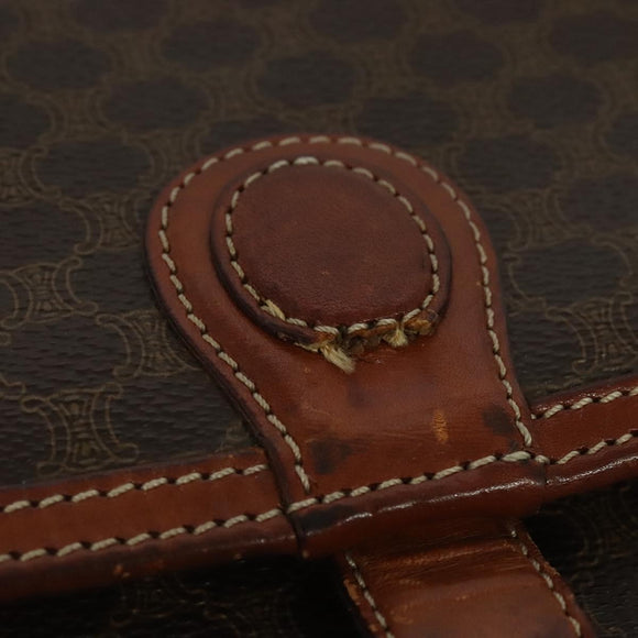 CELINE Macadam Canvas Shoulder Bag PVC Leather Brown Gold Auth 116597