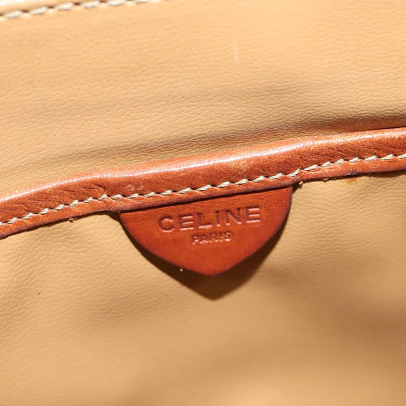 CELINE Macadam Canvas Shoulder Bag PVC Leather Brown Gold Auth 116597