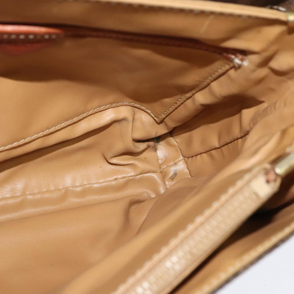 CELINE Macadam Canvas Shoulder Bag PVC Leather Brown Gold Auth 116597