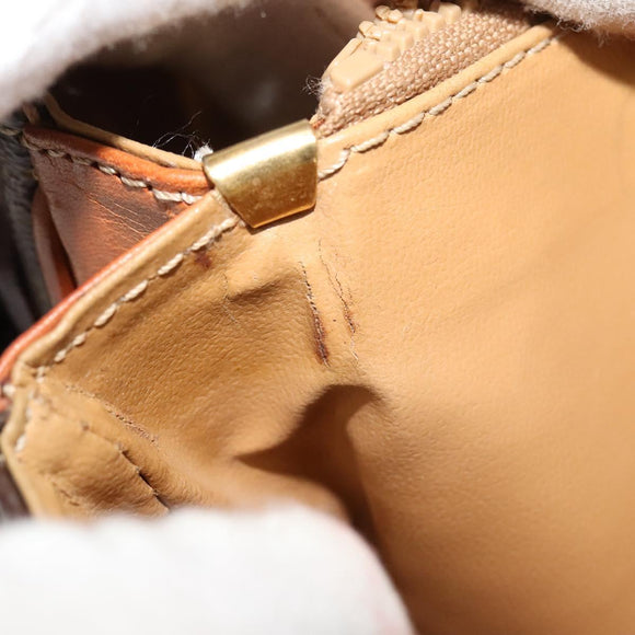 CELINE Macadam Canvas Shoulder Bag PVC Leather Brown Gold Auth 116597