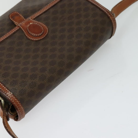 CELINE Macadam Canvas Shoulder Bag PVC Leather Brown Gold Auth 116597