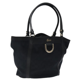 GUCCI GG Canvas Tote Bag Black Gold 211982 Auth 116603