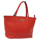 Salvatore Ferragamo Tote Bag Leather Red Gold Auth 116613-1