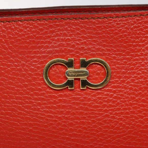 Salvatore Ferragamo Tote Bag Leather Red Gold Auth 116613