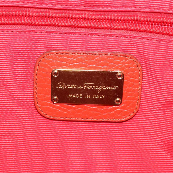 Salvatore Ferragamo Tote Bag Leather Red Gold Auth 116613