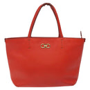Salvatore Ferragamo Tote Bag Leather Red Gold Auth 116613-13