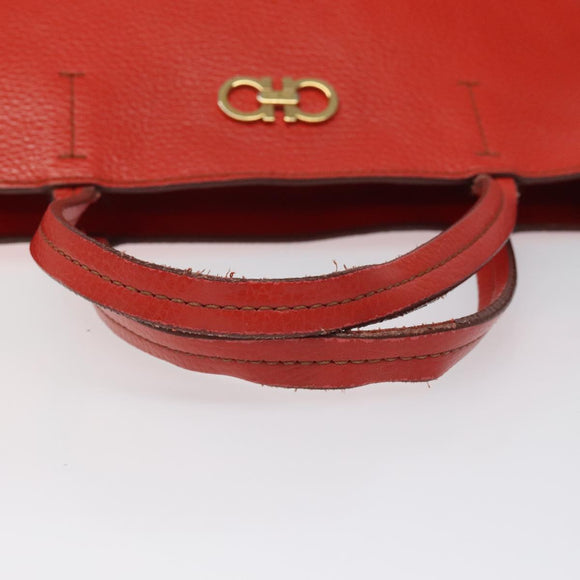 Salvatore Ferragamo Tote Bag Leather Red Gold Auth 116613