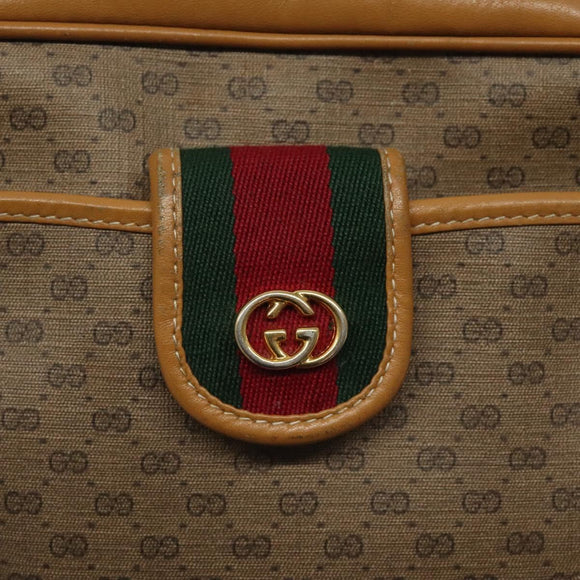 GUCCI Micro GG Supreme Web Sherry Line Bag PVC Beige Gold Auth 116615