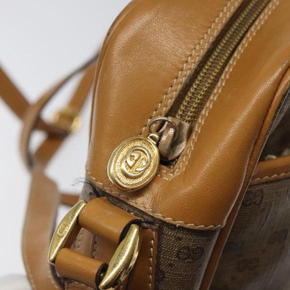 GUCCI Micro GG Supreme Web Sherry Line Bag PVC Beige Gold Auth 116615