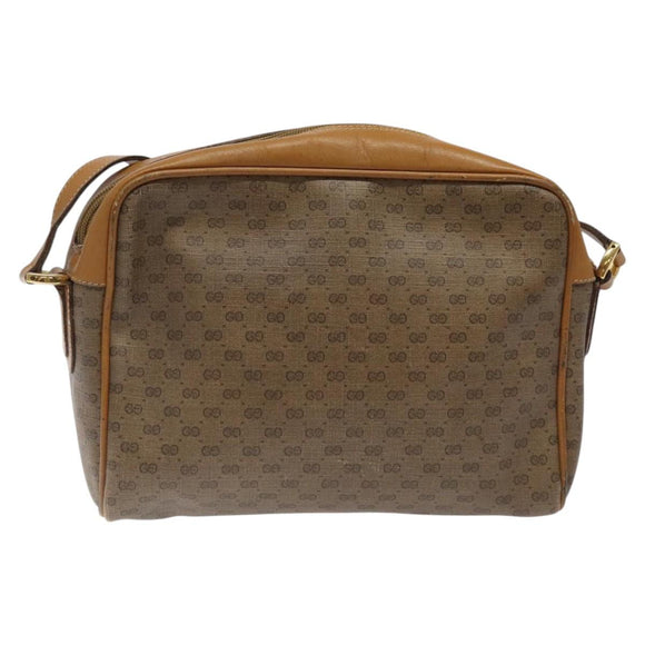 GUCCI Micro GG Supreme Web Sherry Line Bag PVC Beige Gold Auth 116615