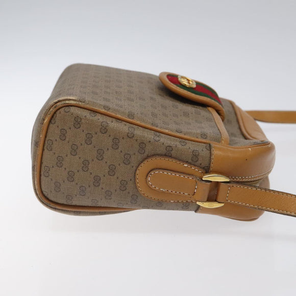 GUCCI Micro GG Supreme Web Sherry Line Bag PVC Beige Gold Auth 116615