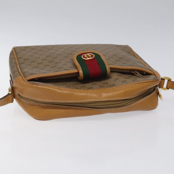 GUCCI Micro GG Supreme Web Sherry Line Bag PVC Beige Gold Auth 116615