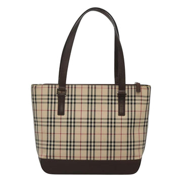 BURBERRY Nova Check Tote Bag Canvas Beige Silver Auth 116622 - 0