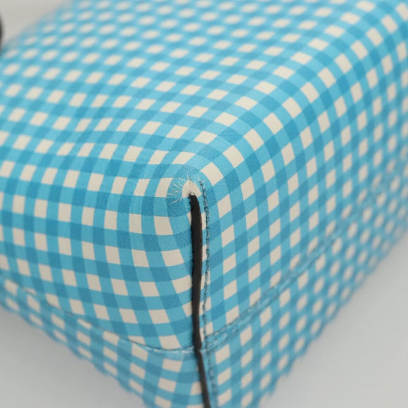 FENDI Shoulder Bag Leather Light Blue White gold Auth 116629V