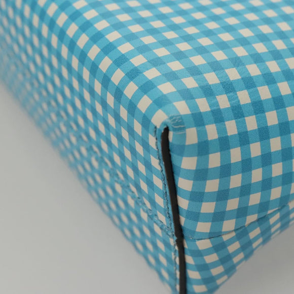 FENDI Shoulder Bag Leather Light Blue White gold Auth 116629V