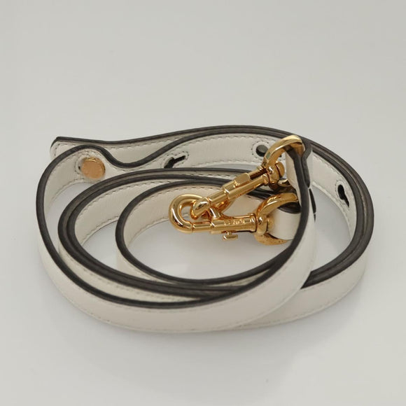 FENDI Shoulder Bag Leather Light Blue White gold Auth 116629V