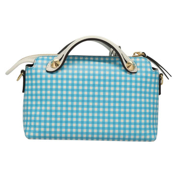 FENDI Shoulder Bag Leather Light Blue White gold Auth 116629V - 0