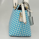 FENDI Shoulder Bag Leather Light Blue White gold Auth 116629V-4