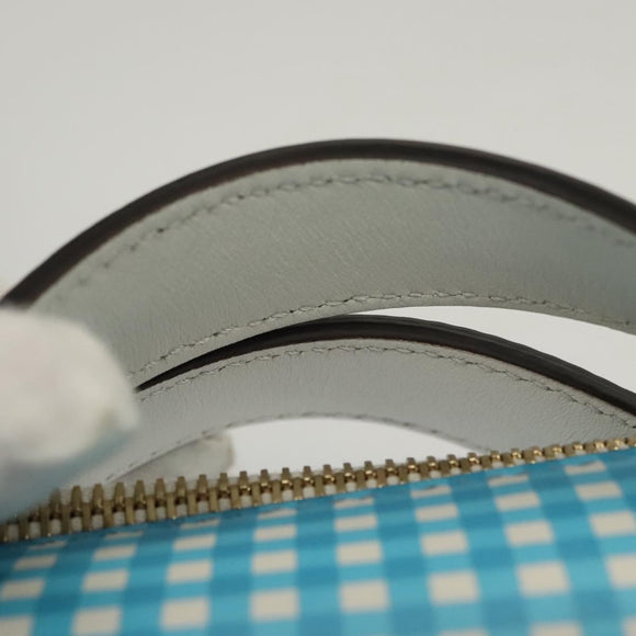 FENDI Shoulder Bag Leather Light Blue White gold Auth 116629V