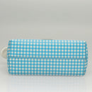 FENDI Shoulder Bag Leather Light Blue White gold Auth 116629V-5