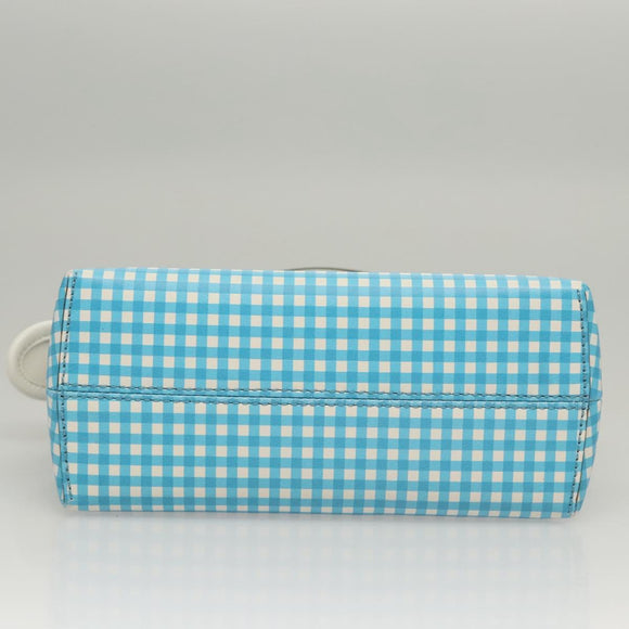 FENDI Shoulder Bag Leather Light Blue White gold Auth 116629V