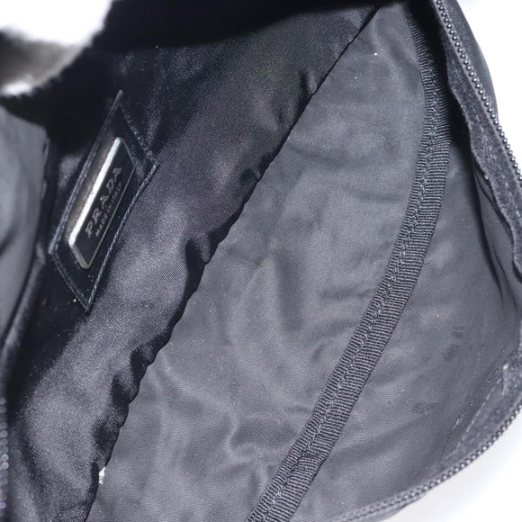 PRADA Waist bag Nylon Black Silver Auth 116632V