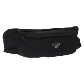 PRADA Waist bag Nylon Black Silver Auth 116632V