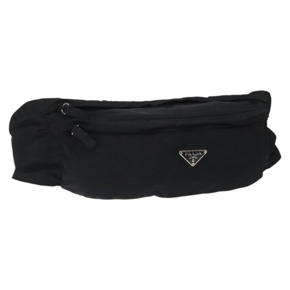 PRADA Waist bag Nylon Black Silver Auth 116632V