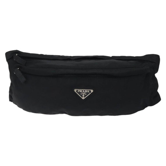 PRADA Waist bag Nylon Black Silver Auth 116632V