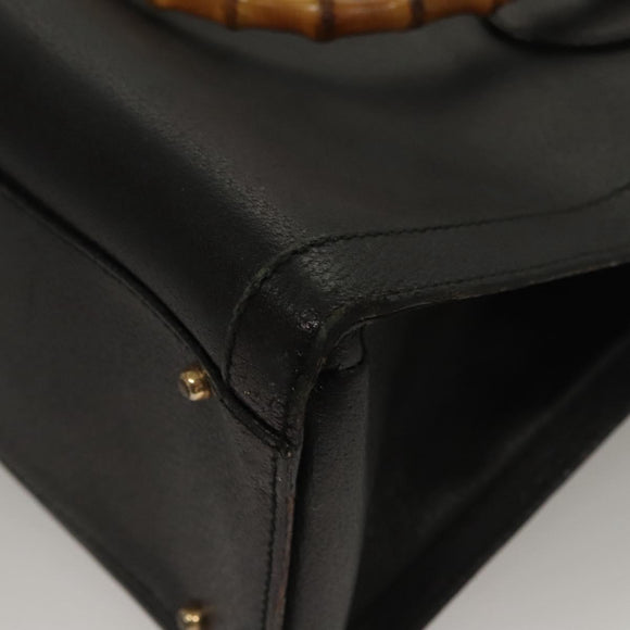 GUCCI Bamboo Hand Bag Leather Purple Gold Auth 116649