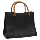GUCCI Bamboo Hand Bag Leather Purple Gold Auth 116649-1