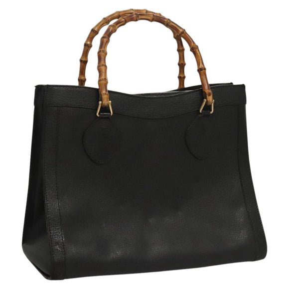 GUCCI Bamboo Hand Bag Leather Purple Gold Auth 116649