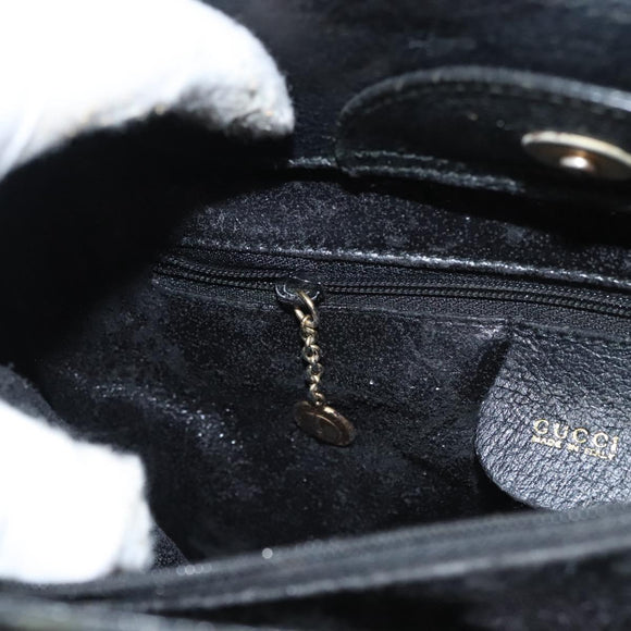 GUCCI Bamboo Hand Bag Leather Purple Gold Auth 116649