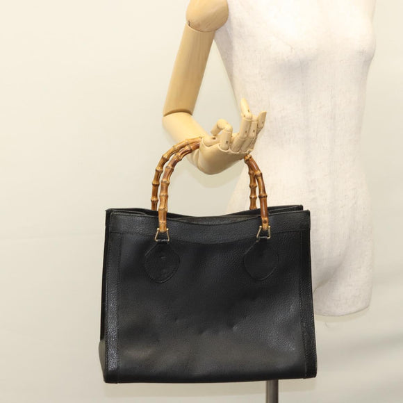 GUCCI Bamboo Hand Bag Leather Purple Gold Auth 116649
