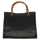 GUCCI Bamboo Hand Bag Leather Purple Gold Auth 116649-13