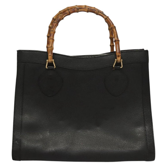 GUCCI Bamboo Hand Bag Leather Purple Gold Auth 116649