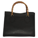 GUCCI Bamboo Hand Bag Leather Purple Gold Auth 116649-2