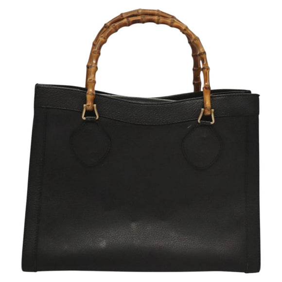 GUCCI Bamboo Hand Bag Leather Purple Gold Auth 116649