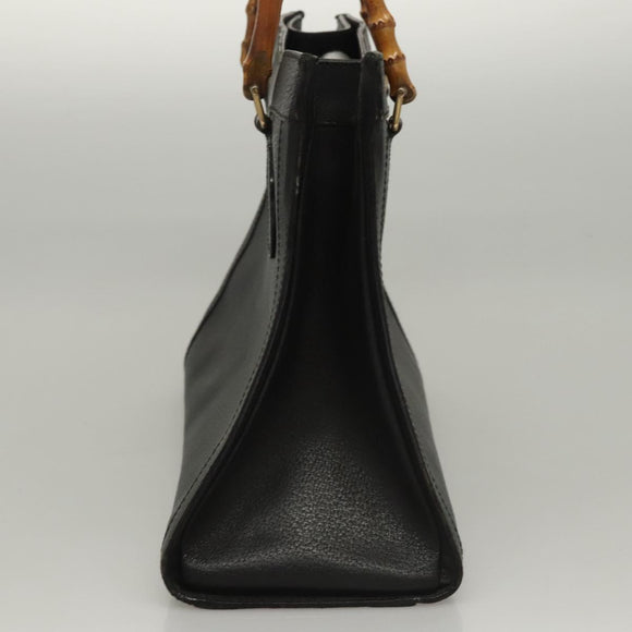 GUCCI Bamboo Hand Bag Leather Purple Gold Auth 116649