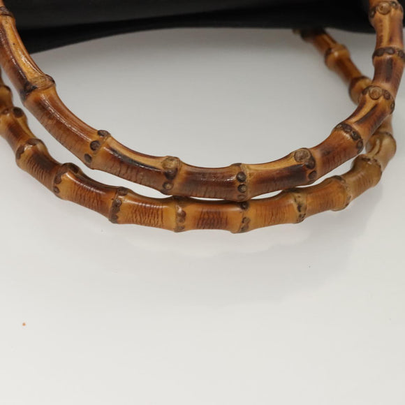 GUCCI Bamboo Hand Bag Leather Purple Gold Auth 116649