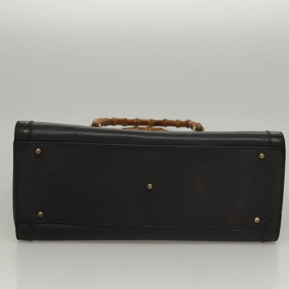 GUCCI Bamboo Hand Bag Leather Purple Gold Auth 116649