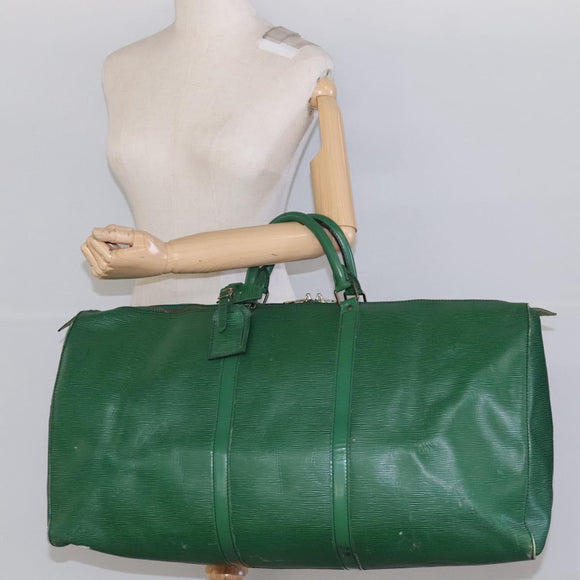 LOUIS VUITTON Epi Keepall 60 Boston Bag Green M42944 LV Auth 116657