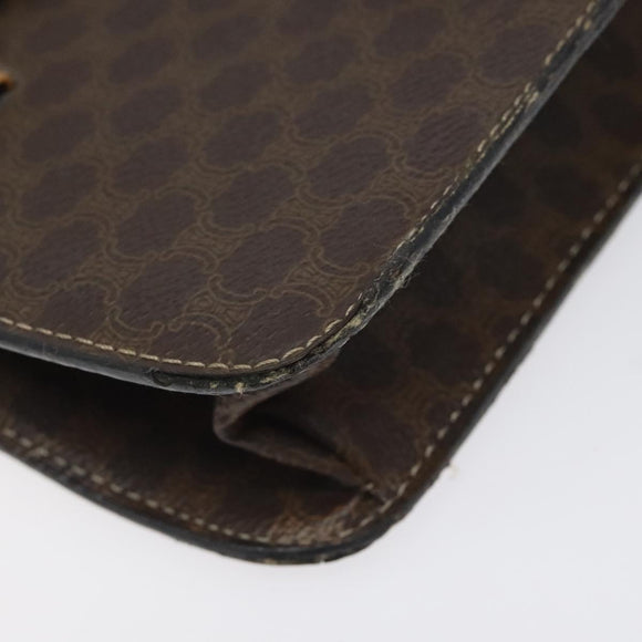 CELINE Macadam Canvas Shoulder Bag PVC Leather Brown Gold Auth 116681