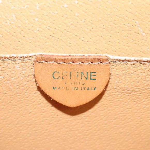 CELINE Macadam Canvas Shoulder Bag PVC Leather Brown Gold Auth 116681