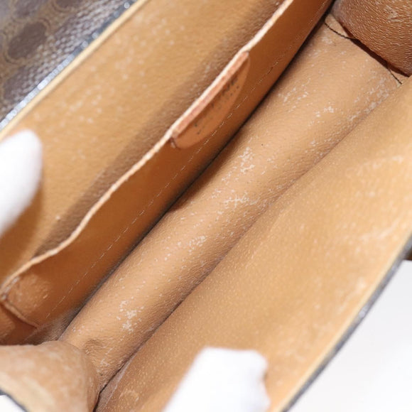 CELINE Macadam Canvas Shoulder Bag PVC Leather Brown Gold Auth 116681