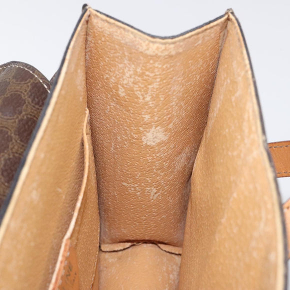 CELINE Macadam Canvas Shoulder Bag PVC Leather Brown Gold Auth 116681