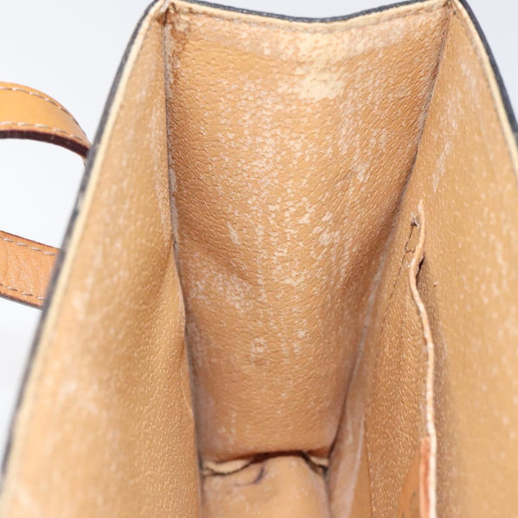 CELINE Macadam Canvas Shoulder Bag PVC Leather Brown Gold Auth 116681