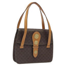 CELINE Macadam Canvas Shoulder Bag PVC Leather Brown Gold Auth 116681-1