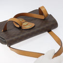 CELINE Macadam Canvas Shoulder Bag PVC Leather Brown Gold Auth 116681-6