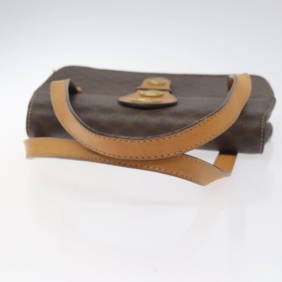 CELINE Macadam Canvas Shoulder Bag PVC Leather Brown Gold Auth 116681